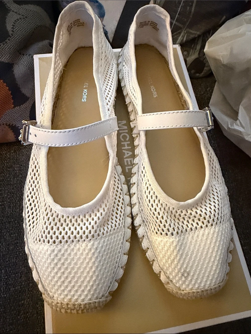 MICHAEL Michael Kors Women Optic White Ballet Espadrille - Size 7.5